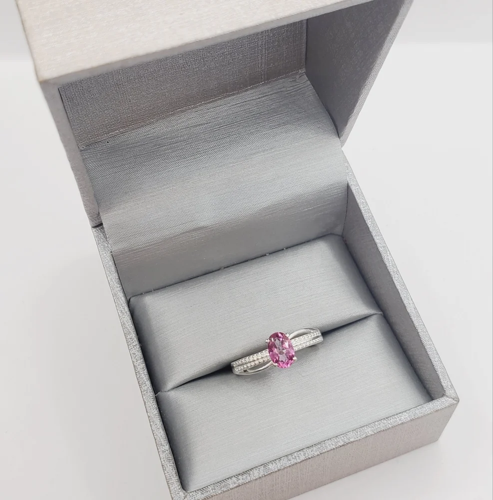Genuine Oval .75 Carat Pink Topaz 925 Sterling Silver Solitaire Ring